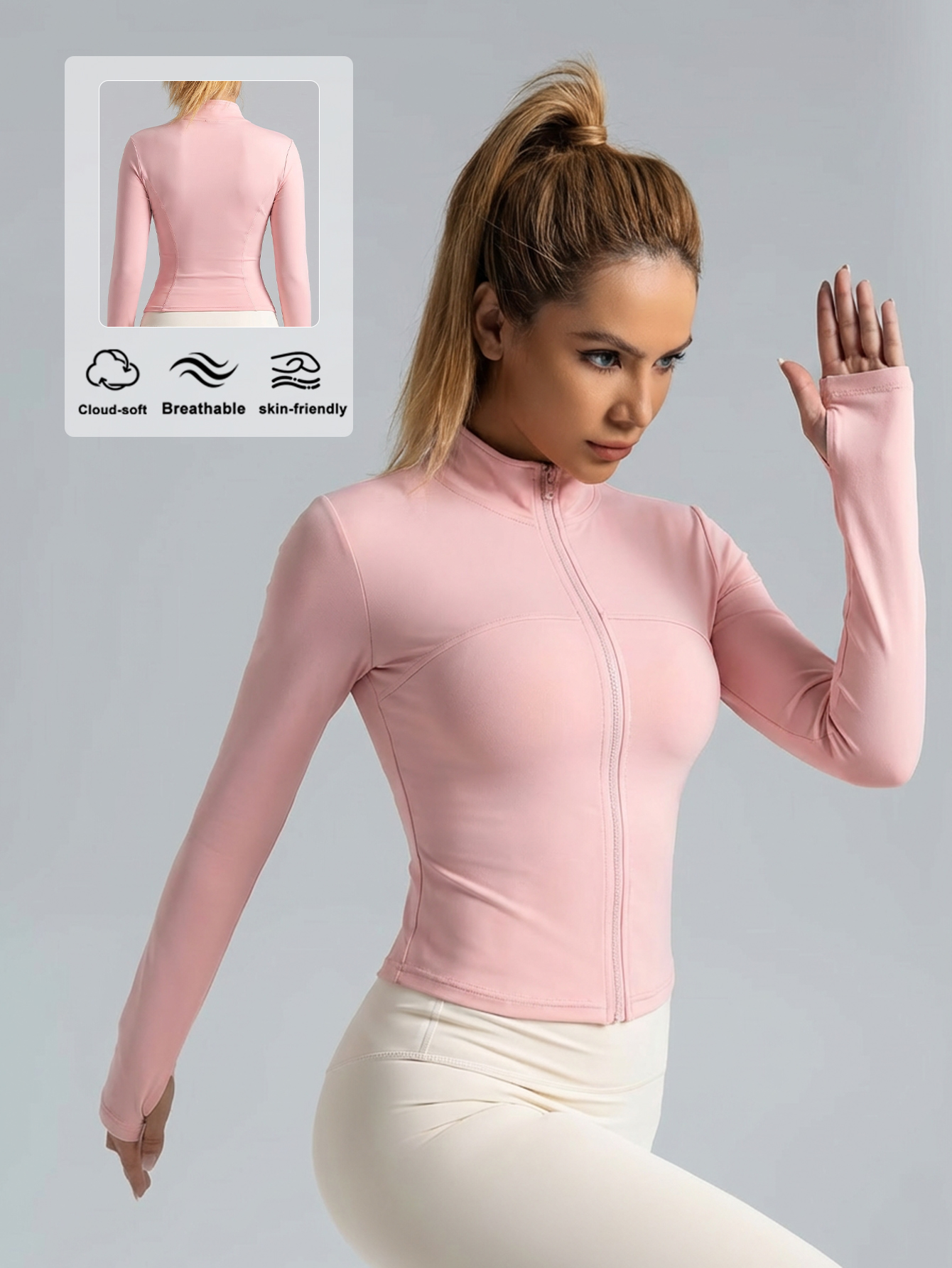 New Women Light Pink Yoga Coat – Fitness Yoga recenzja i cena