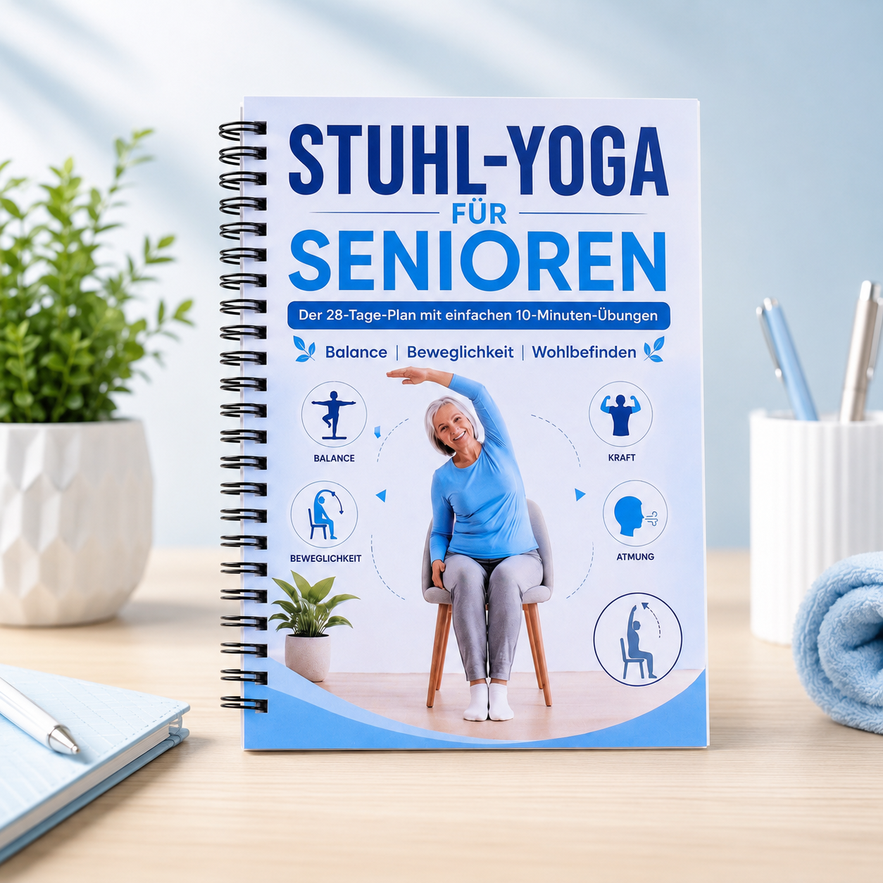 Illustrated Chair Yoga Workout – Yoga Fitness Journal recenzja i cena