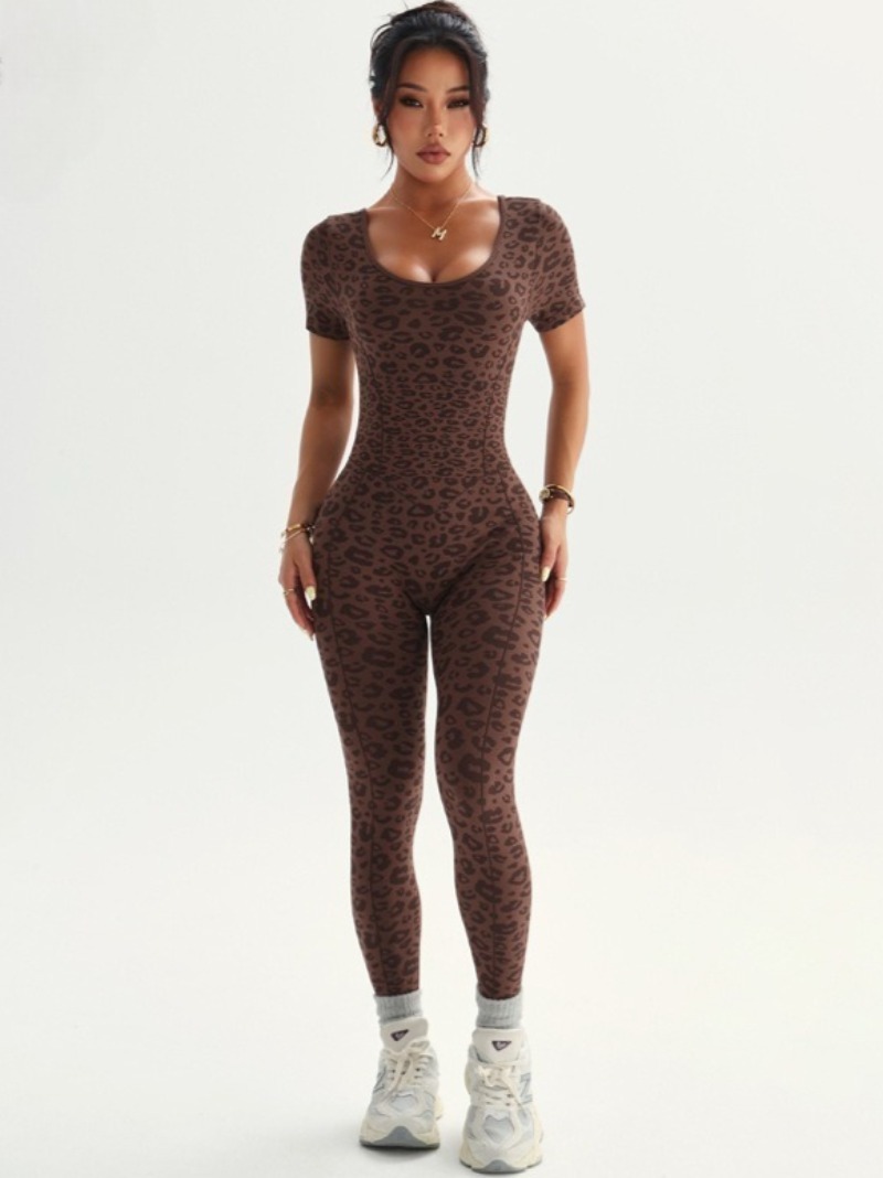 Women's Backless Leopard Jumps – Yoga Overall Fitness recenzja i cena