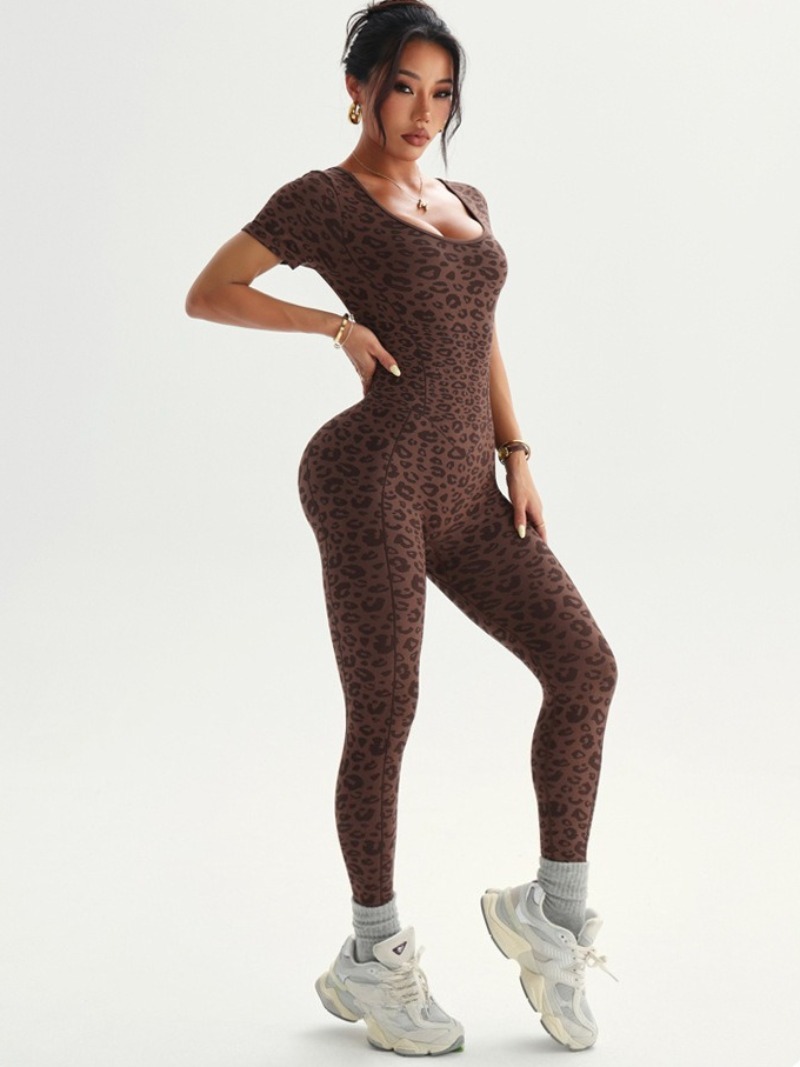 Women's Backless Leopard Jumps – Yoga Overall Fitness recenzja i cena